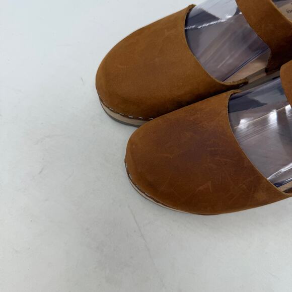 Lotta’s from Stockholm Clogs Size 37 Brown Leather Wood Heel Mary Jane Shoes - Picture 2 of 16